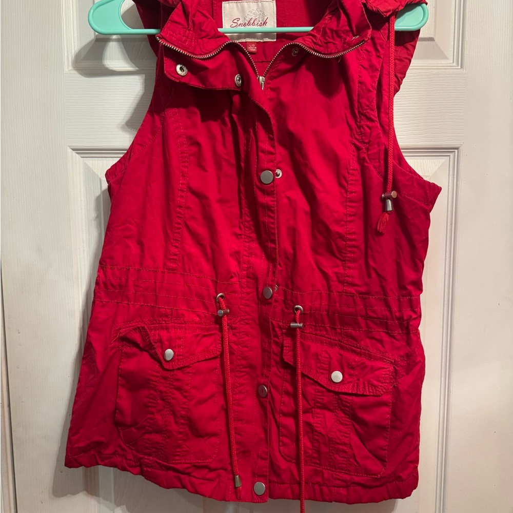 Snobbish Collection Vibrant Red Hooded Vest size Large